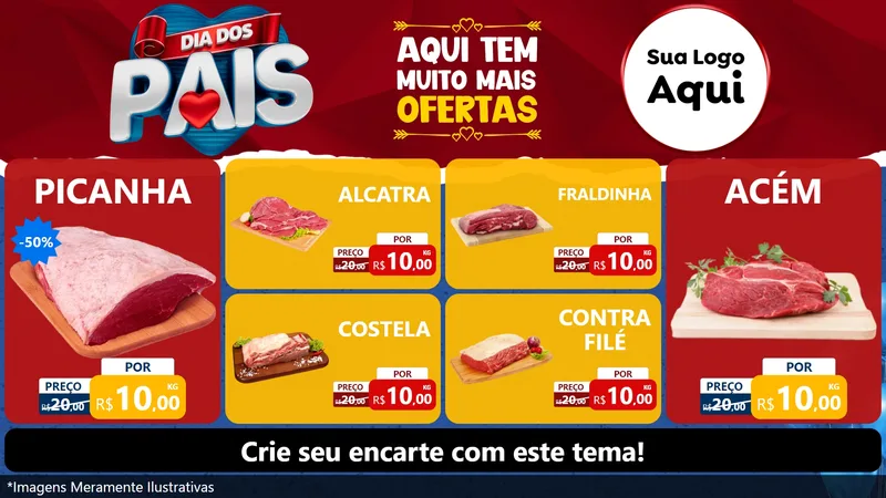 Modelo de TV para TV Horizontal com o tema Dia dos Pais para Açougue