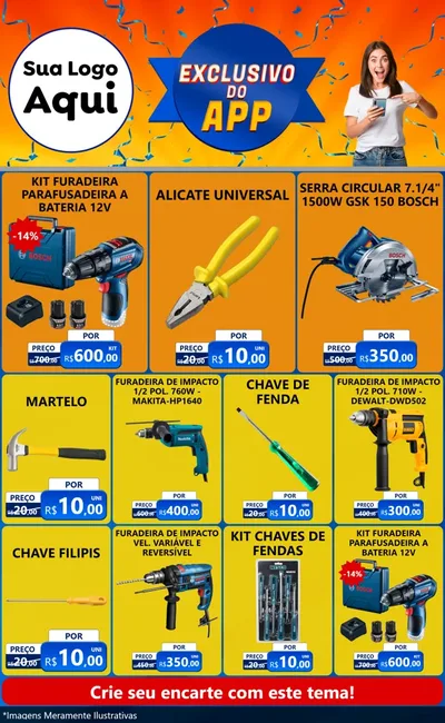 Modelo de Encarte para Encarte Grande com o tema Exclusivo do Aplicativo para Maquinas e Ferramentas