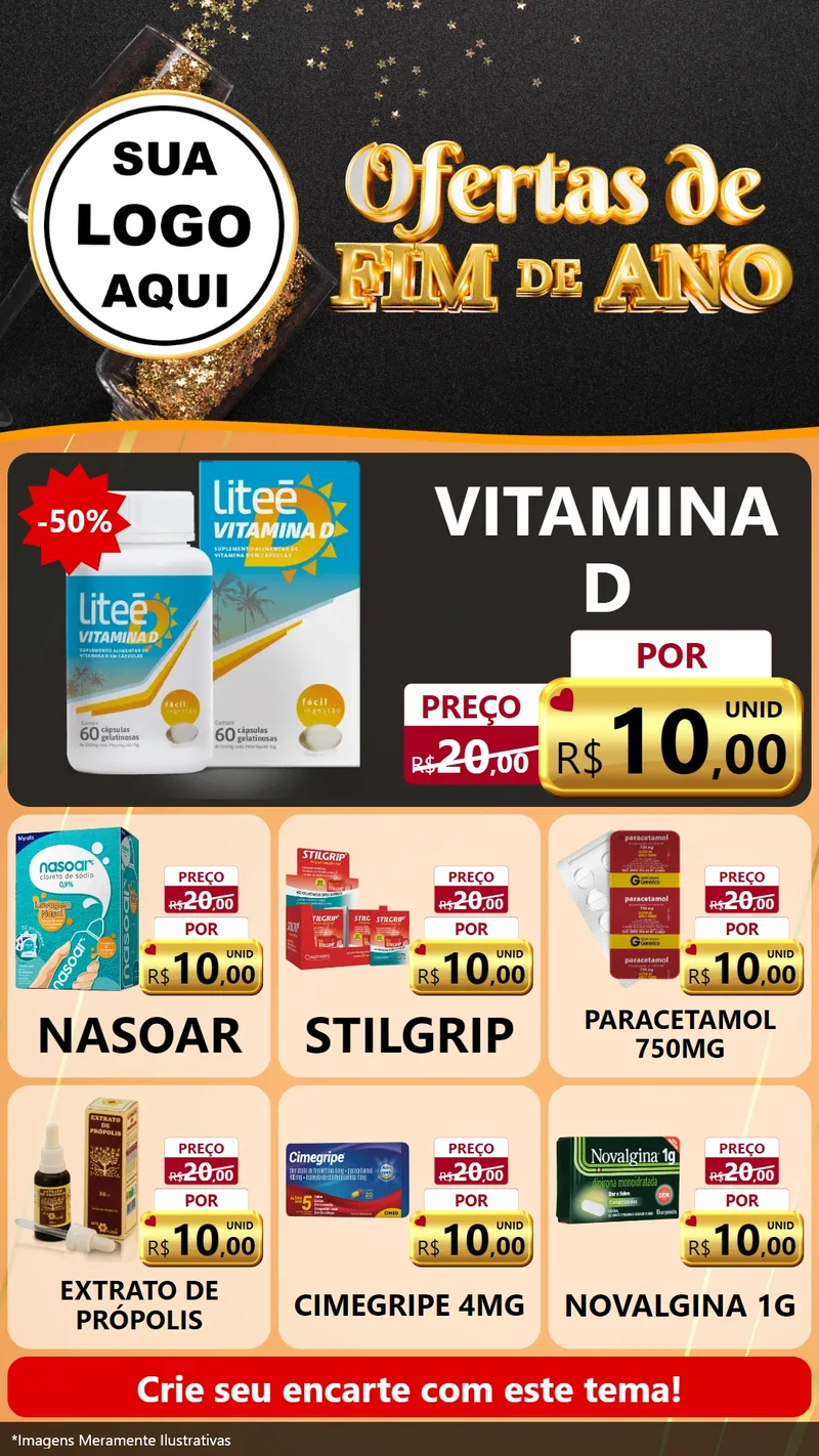 Modelo de Rede Social para Stories com o tema Ofertas de Fim de Ano para Farmácia