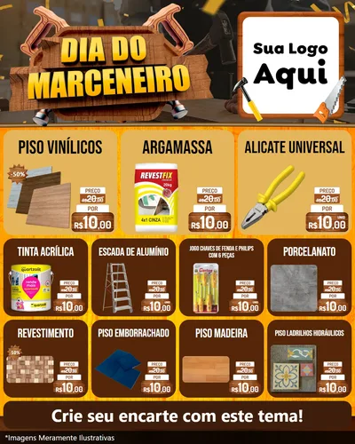 Modelo de Rede Social para Feed Instagram com o tema Dia do Marceneiro para Material para Construção