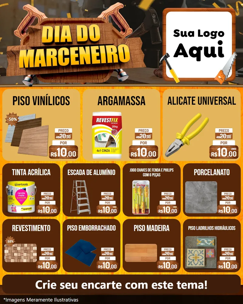 Modelo de Rede Social para Feed Instagram com o tema Dia do Marceneiro para Material para Construção