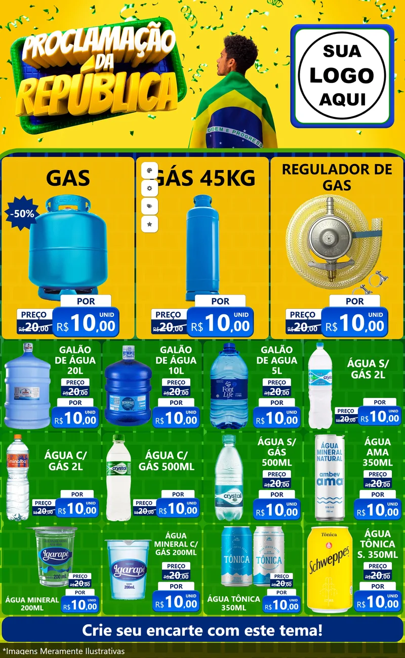 Modelo de Encarte para Encarte Grande com o tema Proclamação da República para Água e gás