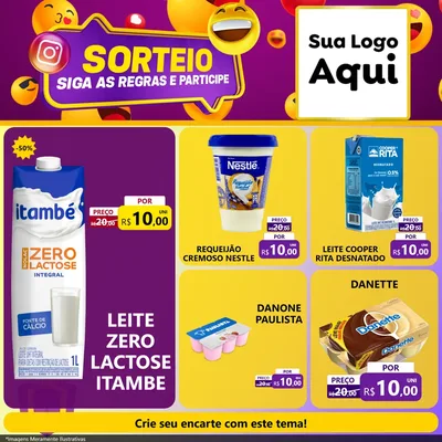 Modelo de Rede Social para Feed Facebook com o tema Sorteio para Frios e Laticínios