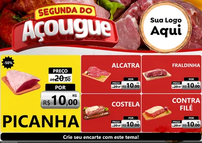 Modelo de Encarte para Encarte A4 Horizontal com o tema Segunda do Açougue para Açougue