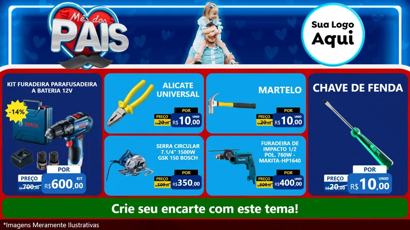 Modelo de TV para TV Horizontal com o tema Mês Dos Pais para Maquinas e Ferramentas