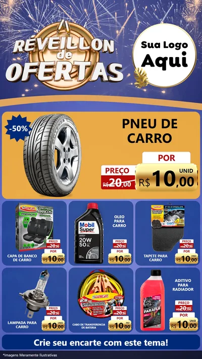 Modelo de Rede Social para Stories com o tema Réveillon de Ofertas para Auto peças