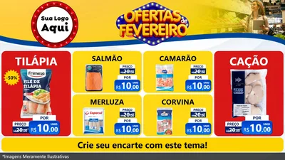Modelo de TV para TV Horizontal com o tema Ofertas de Fevereiro para Peixaria