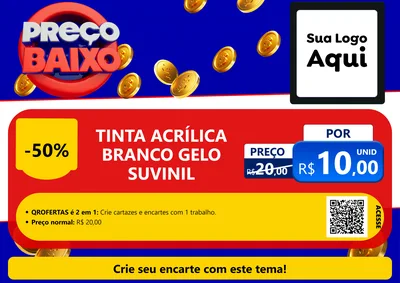 Modelo de Cartaz para Cartaz A4 Horizontal com o tema Preço Baixo para Tintas e Ferramentas