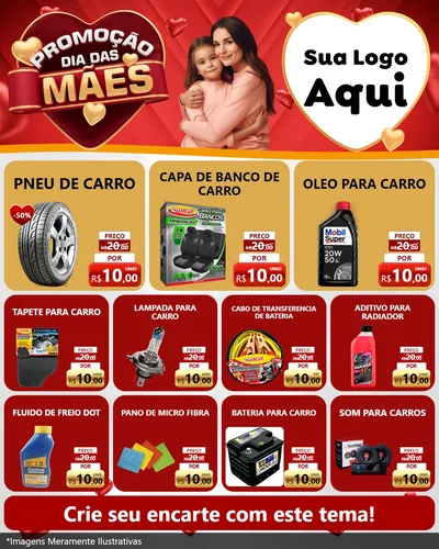 Modelo de Rede Social para Feed Instagram com o tema Promoção Dia das Mães para Auto peças