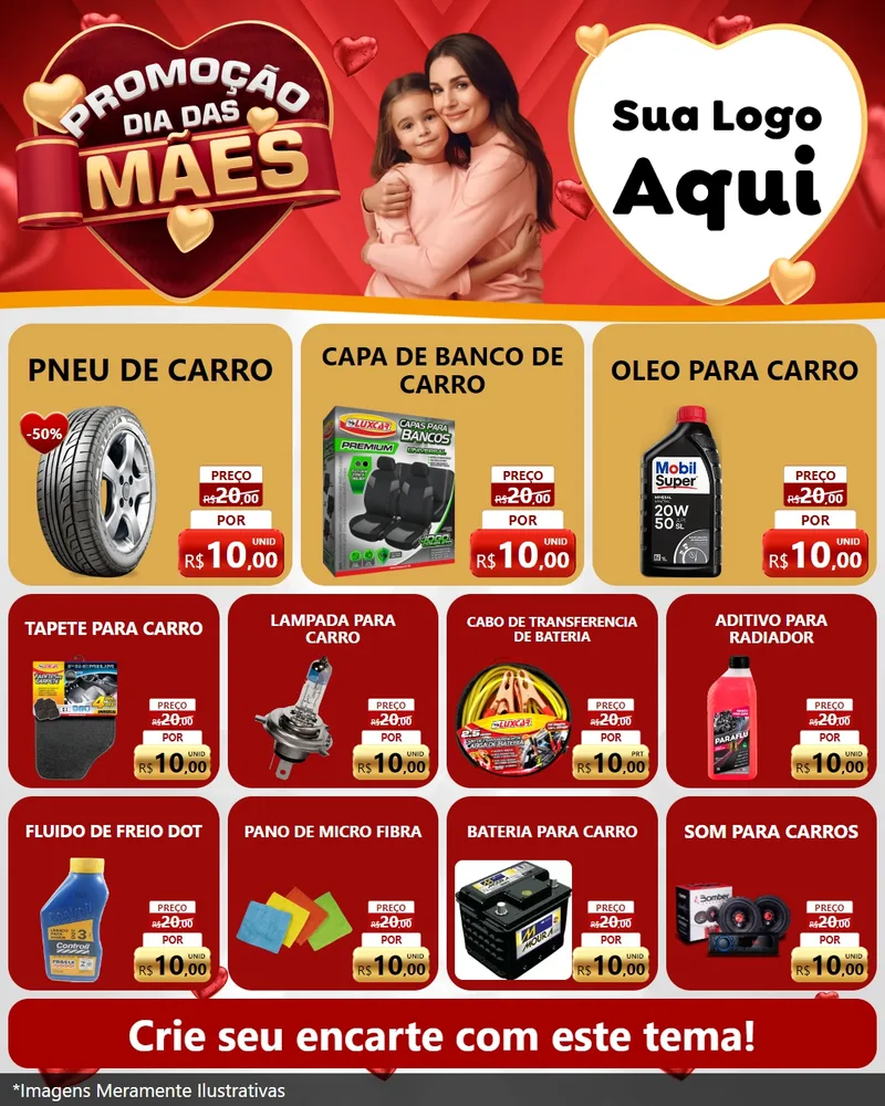 Modelo de Rede Social para Feed Instagram com o tema Promoção Dia das Mães para Auto peças
