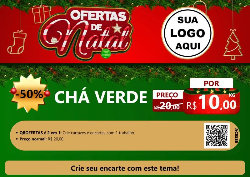 Modelo de Cartaz para Cartaz A4 Horizontal com o tema Ofertas de Natal para Produtos Naturais