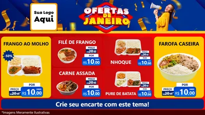 Modelo de TV para TV Horizontal com o tema Ofertas de Janeiro para Restaurante