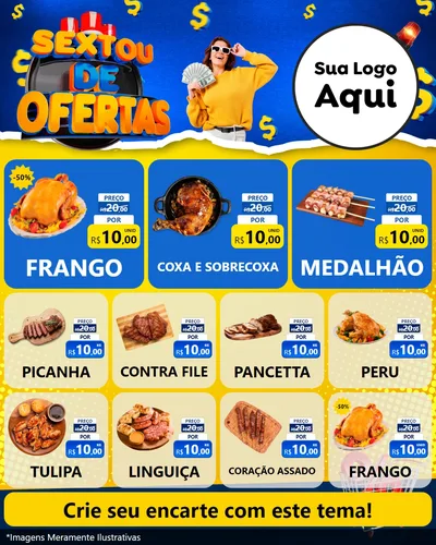 Modelo de Rede Social para Feed Instagram com o tema Sextou de Ofertas para Assados