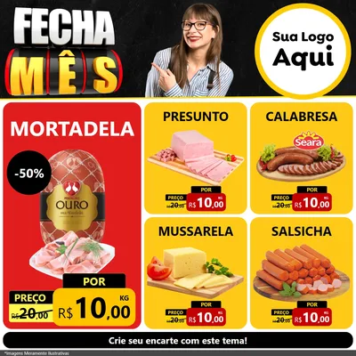 Modelo de Rede Social para Feed Facebook com o tema Fecha Mês para Frios e Laticínios