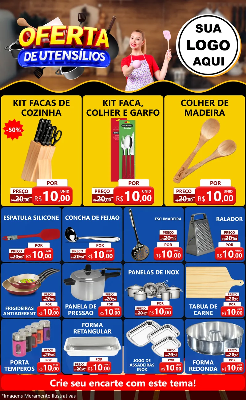 Modelo de Encarte para Encarte Grande com o tema Oferta de Utensílios para Utilidades Domésticas
