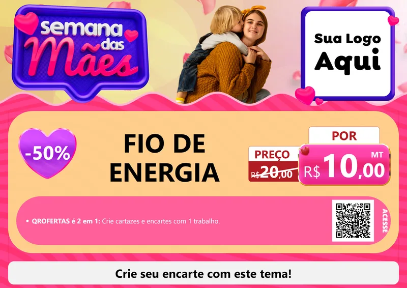 Modelo de Cartaz para Cartaz A4 Horizontal com o tema Semana das Mães para Materiais Elétricos