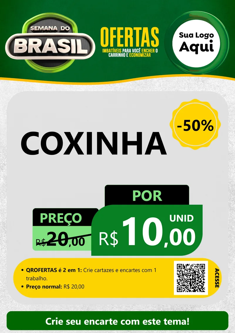 Modelo de Cartaz para Cartaz A4 Vertical com o tema Semana do Brasil para Salgadaria