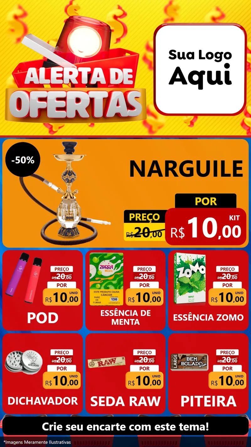 Modelo de Rede Social para Stories com o tema Alerta de Ofertas para Tabacaria