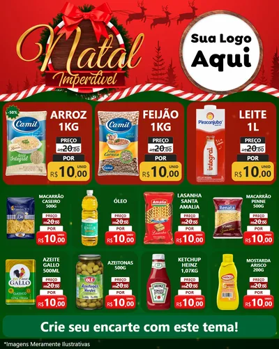 Modelo de Rede Social para Feed Instagram com o tema Natal Imperdível para Supermercado