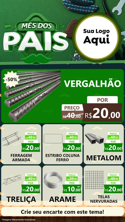 Modelo de Rede Social para Stories com o tema Mês dos Pais para Ferragens