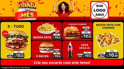 Modelo de TV para TV Horizontal com o tema Virada de Mês para Hamburgueria