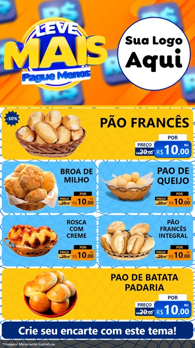 Modelo de TV para TV Vertical com o tema Leve Mais, Pague Menos para Padaria