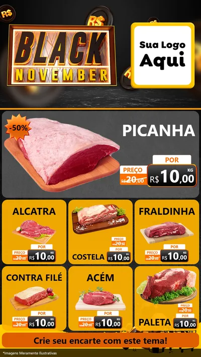 Modelo de Rede Social para Stories com o tema Black November para Açougue