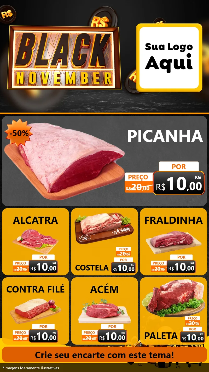 Modelo de Rede Social para Stories com o tema Black November para Açougue