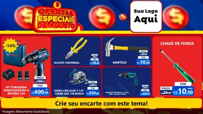 Modelo de TV para TV Horizontal com o tema Ofertas Especiais de Agosto para Maquinas e Ferramentas