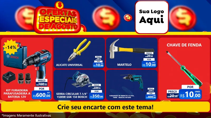 Modelo de TV para TV Horizontal com o tema Ofertas Especiais de Agosto para Maquinas e Ferramentas