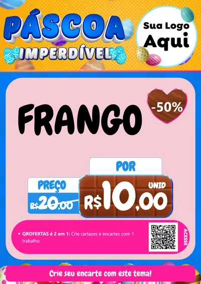 Modelo de Cartaz para Cartaz A4 Vertical com o tema Páscoa Imperdível para Assados