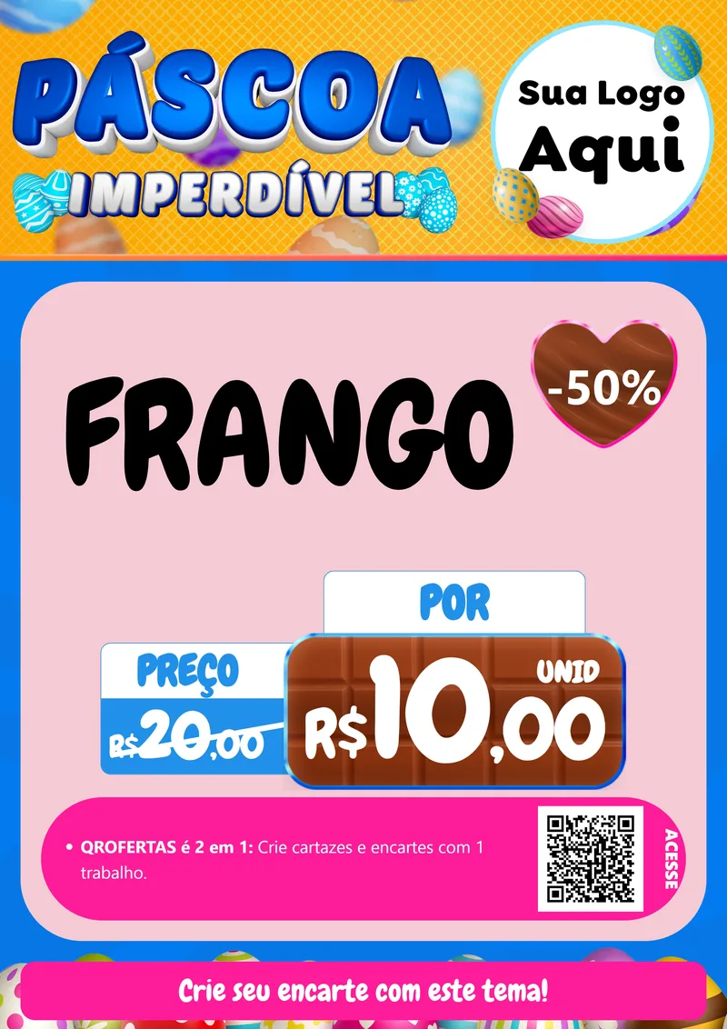 Modelo de Cartaz para Cartaz A4 Vertical com o tema Páscoa Imperdível para Assados