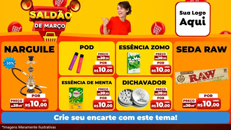 Modelo de TV para TV Horizontal com o tema Saldão de Março para Tabacaria
