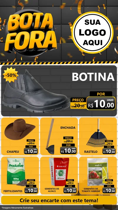 Modelo de Rede Social para Stories com o tema Bota Fora para Agropecuária