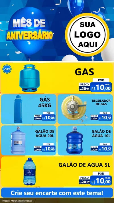 Modelo de TV para TV Vertical com o tema Mês de Aniversário para Água e gás