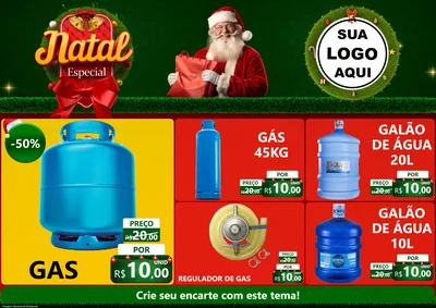 Modelo de Encarte para Encarte A4 Horizontal com o tema Natal Especial para Água e gás