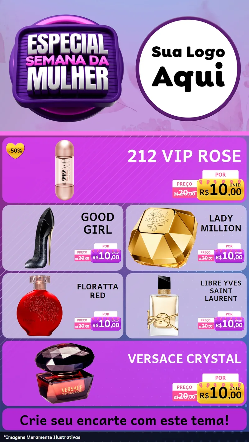 Modelo de TV para TV Vertical com o tema Especial Semana da Mulher para Perfumes