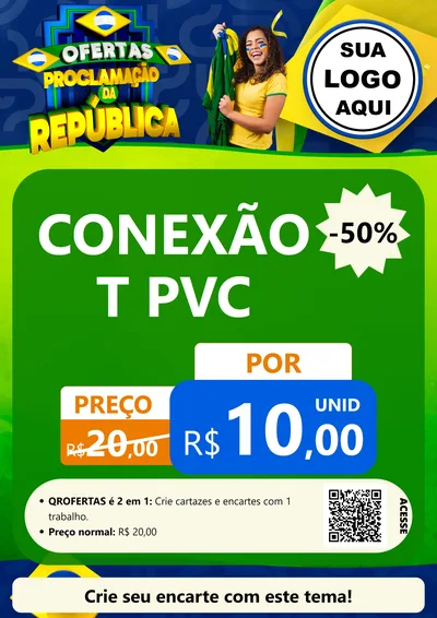 Modelo de Cartaz para Cartaz A4 Vertical com o tema Ofertas Proclamação da República para Tubos e conexões