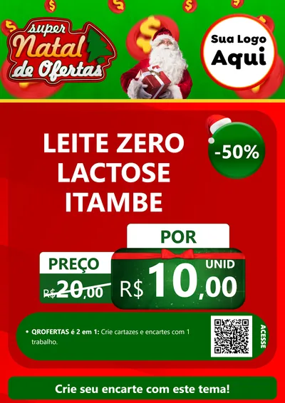Modelo de Cartaz para Cartaz A4 Vertical com o tema Super Natal de Ofertas para Frios e Laticínios