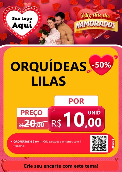 Modelo de Cartaz para Cartaz A4 Vertical com o tema Feliz Dia Dos Namorados para Floricultura e jardim