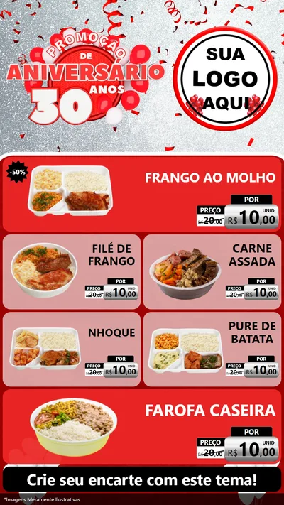Modelo de TV para TV Vertical com o tema Promoção de Aniversário - 30 Anos para Restaurante