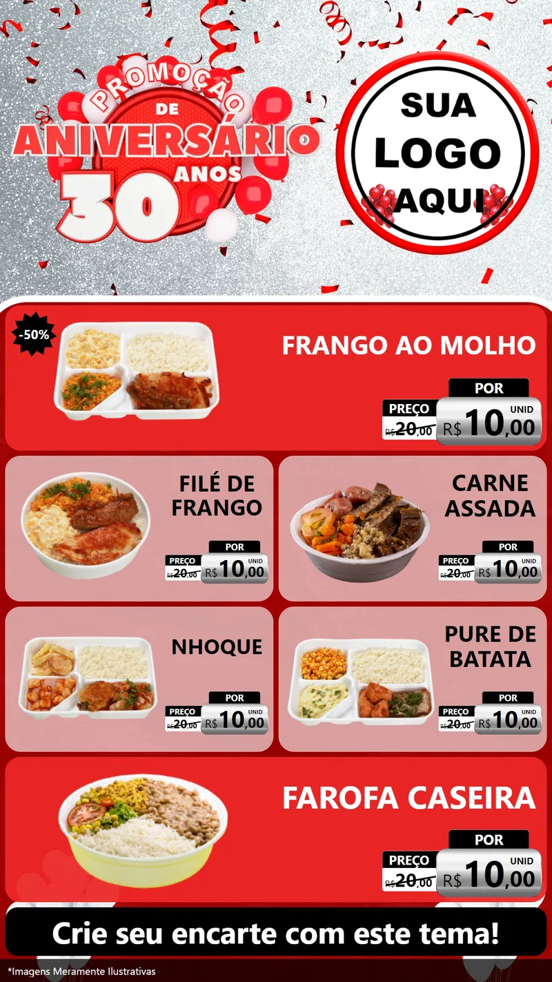 Modelo de TV para TV Vertical com o tema Promoção de Aniversário - 30 Anos para Restaurante