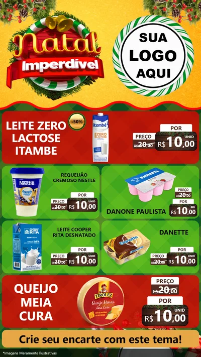 Modelo de TV para TV Vertical com o tema Natal Imperdível para Frios e Laticínios