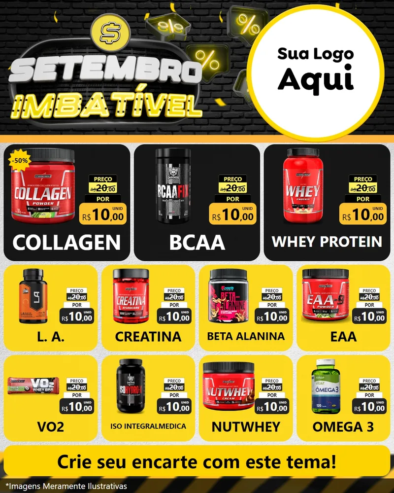 Modelo de Rede Social para Feed Instagram com o tema Setembro Imbatível para Suplementos alimentares