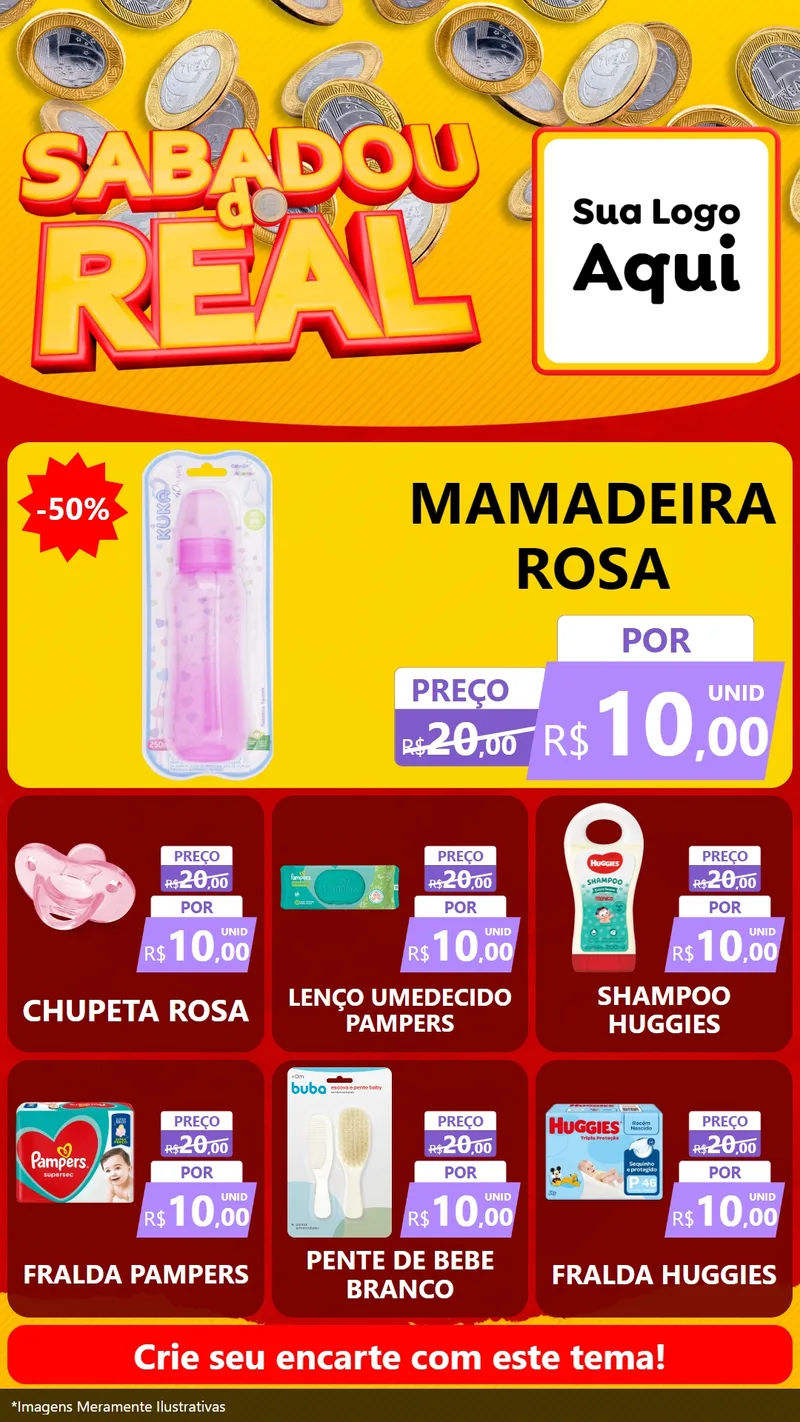 Modelo de Rede Social para Stories com o tema Sabadou do Real para Bebês