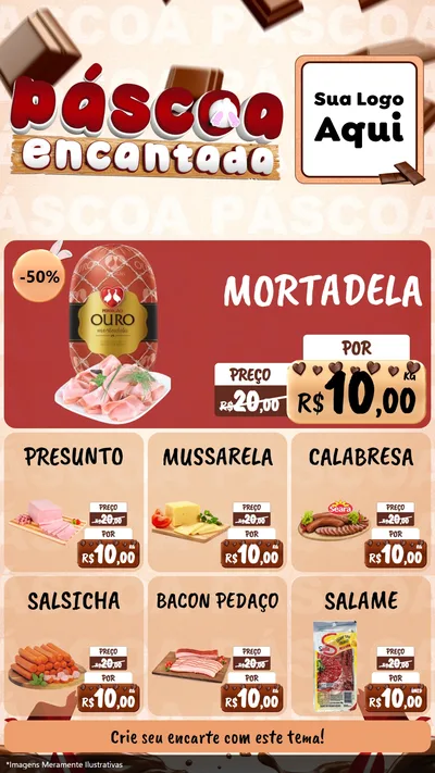 Modelo de Rede Social para Stories com o tema Páscoa Encantada para Frios e Laticínios
