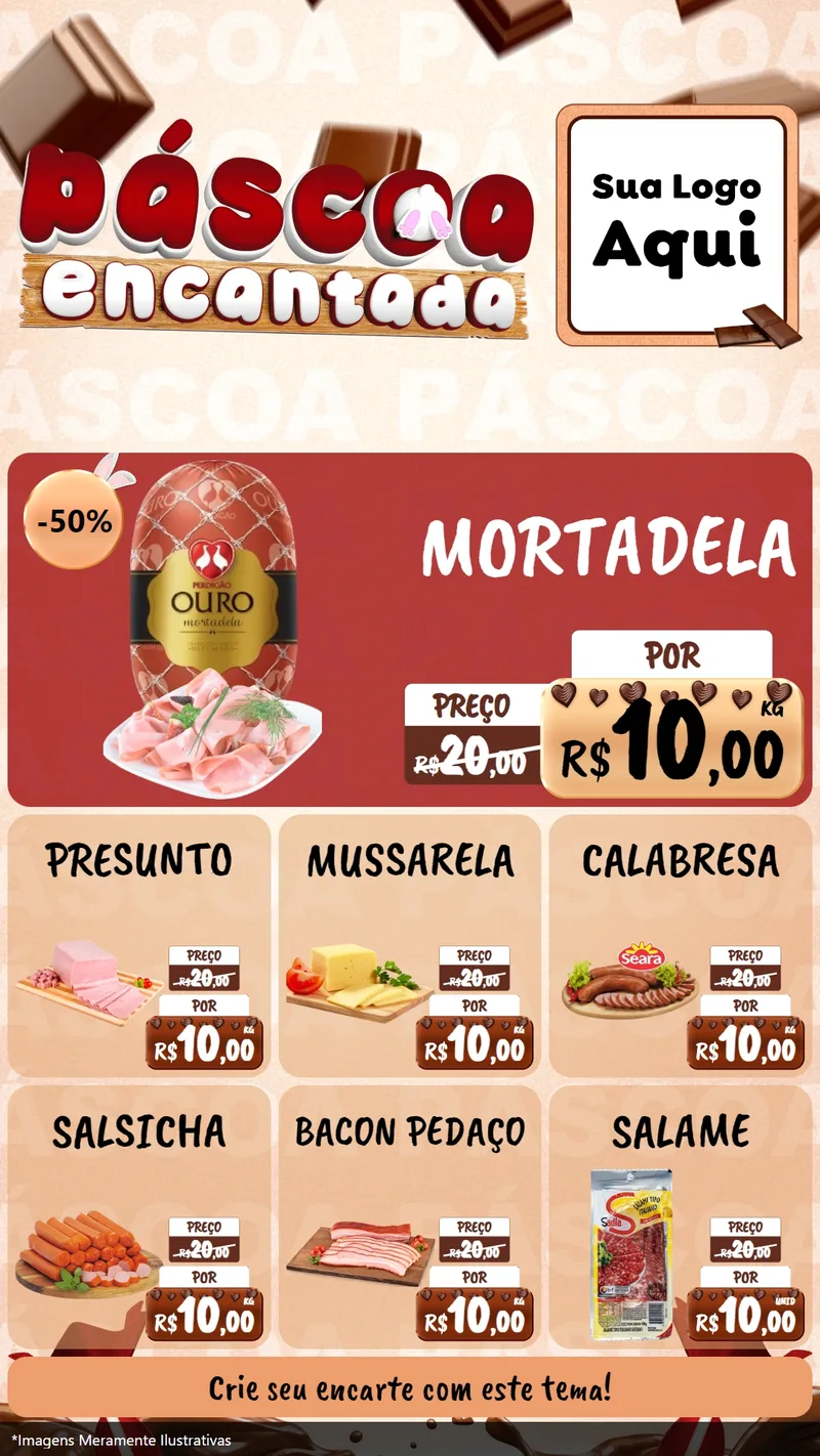 Modelo de Rede Social para Stories com o tema Páscoa Encantada para Frios e Laticínios