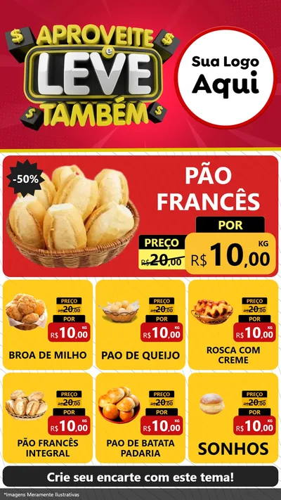 Modelo de Rede Social para Stories com o tema Aproveite e Leve Também para Padaria