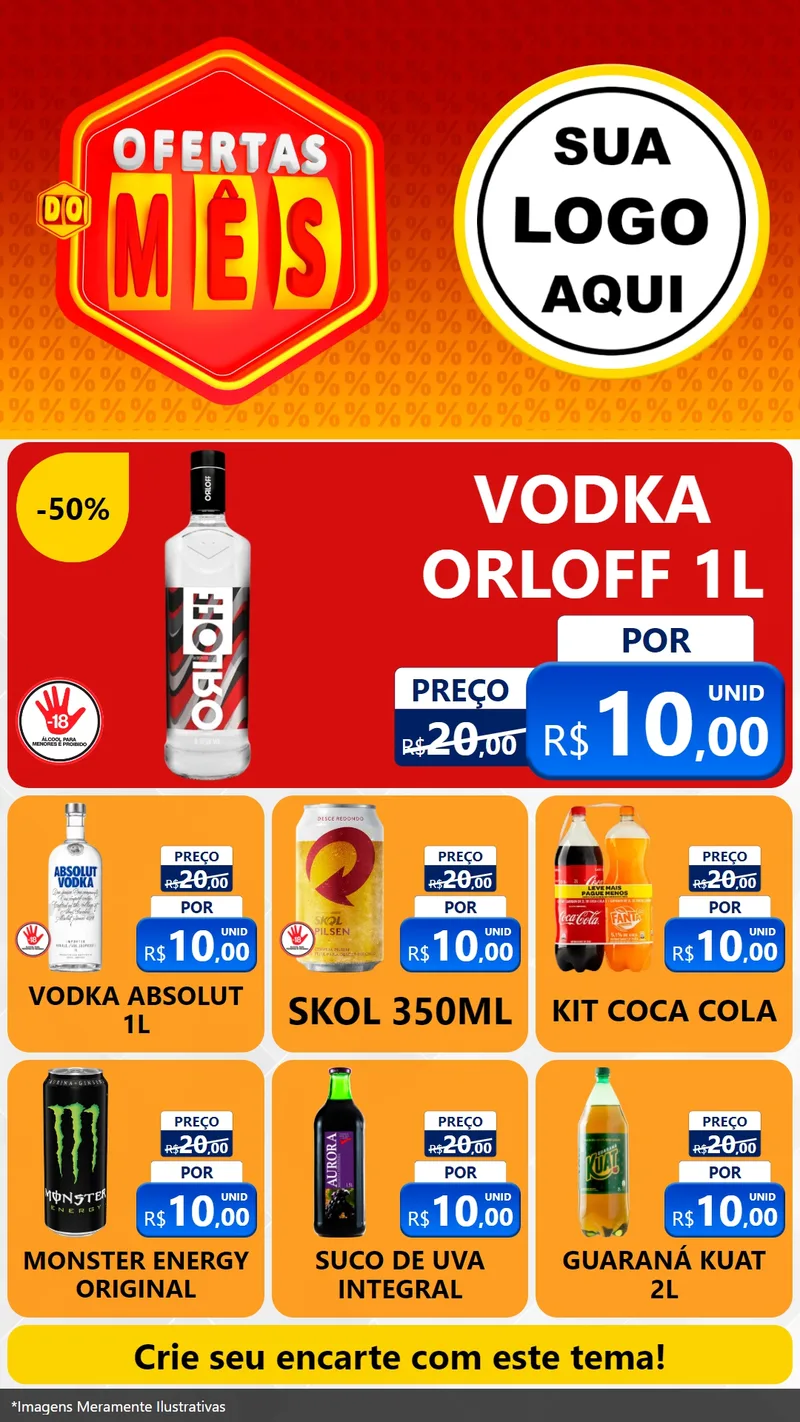 Modelo de Rede Social para Stories com o tema Ofertas do Mês para Distribuidora de bebidas