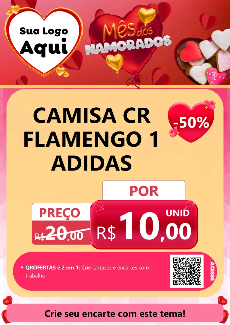 Modelo de Cartaz para Cartaz A4 Vertical com o tema Mês dos Namorados para Roupas e acessórios
